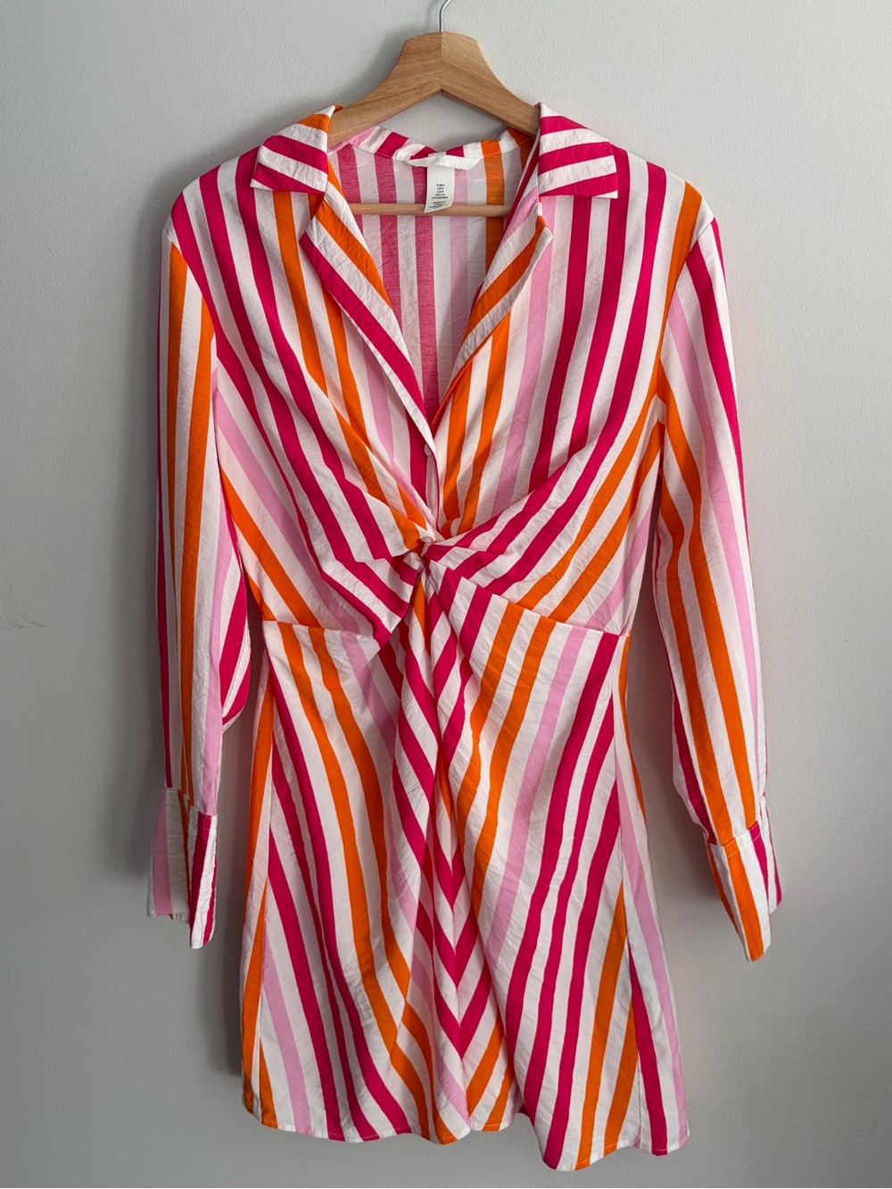 Striped Twist-Front Tunic Dress